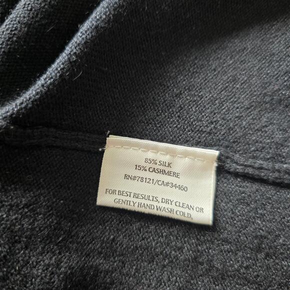 Eileen Fisher Silk Cashmere Open Front Long Cardigan Vest Black Size S Lagenlook - Picture 7 of 9